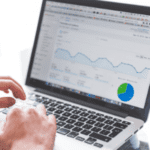 Marketing reporting data on laptop